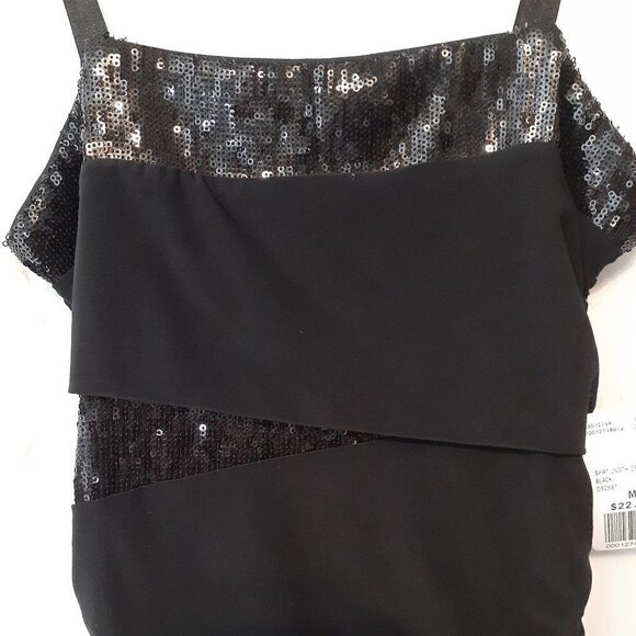 FOREVER 21 Black Formal Ruched Bodycon Strap Short Dress; Size M - Picture 2 of 8